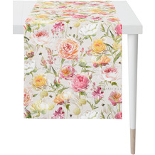 APELT Summertime Tischläufer gemalte Rosen und Sommerblüten natur / bunt 48x140 cm