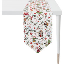 APELT Winterwelt Tischband Christmas allover weiß / rot 32x175 cm