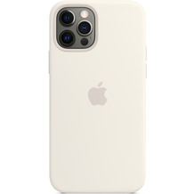 Apple Silikon Case iPhone 12/12 Pro mit MagSafe (weiß)