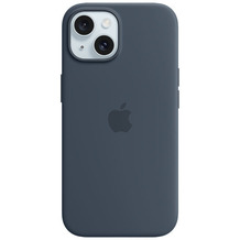 Apple Silikon Case iPhone 15 mit MagSafe (sturmblau)