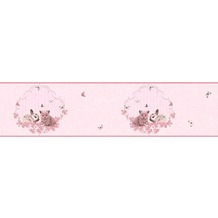AS Création Bordüre Little Stars Borte PVC-frei bunt metallic rosa 355671 5,00 m x 0,13 m