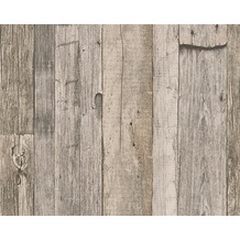 AS Création Mustertapete in Holzoptik Dekora Natur, Tapete, cremeweiß, graubraun 959312 10,05 m x 0,53 m