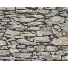 AS Création Mustertapete in Natursteinoptik Dekora Natur, Papiertapete, braun, grau 958202 10,05 m x 0,53 m