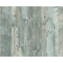 AS Création Mustertapete in Vintage-Holzoptik Decoworld, Tapete, pastelltürkis, beige 954055 10,05 m x 0,53 m