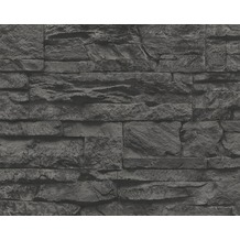 AS Création Mustertapete Wood`n Stone, Tapete, Natursteinoptik, grau, schwarz 707123 10,05 m x 0,53 m