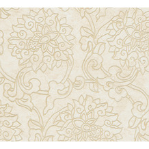 AS Création Vliestapete Asian Fusion Blumentapete asiatisch metallic beige creme 374703 10,05 m x 0,53 m