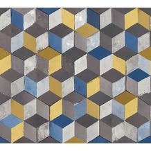 AS Création Vliestapete Authentic Walls 2 Tapete in 3D Optik geometrisch blau braun grau 366622 10,05 m x 0,53 m