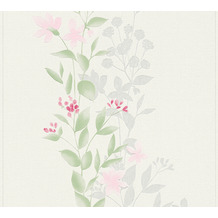 AS Création Vliestapete Blooming Tapete floral weiß grün rosa 372661 10,05 m x 0,53 m