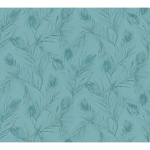 AS Création Vliestapete Exotic Life Tapete mit Palmenblättern blau grün metallic 373673 10,05 m x 0,53 m