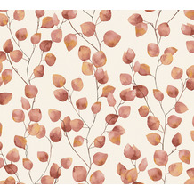 AS Création Vliestapete Greenery Tapete mit Blätter Motiv weiß orange rot 370443 10,05 m x 0,53 m