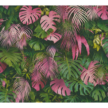 AS Création Vliestapete Greenery Tapete mit Palmenprint in Dschungel Optik grün rosa 372801 10,05 m x 0,53 m
