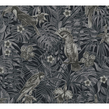 AS Création Vliestapete Greenery schwarz grau creme 372104 10,05 m x 0,53 m