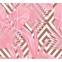AS Création Vliestapete Il Decoro Tapete geometrisch tropisch metallic rosa weiß 368111 10,05 m x 0,53 m