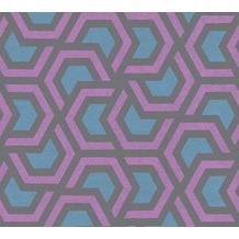AS Création Vliestapete Linen Style Tapete geometrisch grafisch blau schwarz lila 367601 10,05 m x 0,53 m