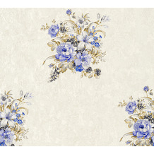 AS Création Vliestapete Romantico Tapete romantisch floral creme blau braun 372252 10,05 m x 0,53 m