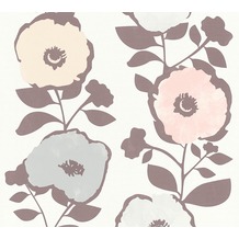 AS Création Vliestapete Scandinavian 2 Tapete mit Blumen floral weiß grau rosa 367242 10,05 m x 0,53 m