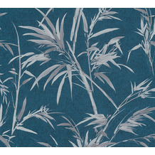 AS Création Vliestapete Sumatra Tapete mit Palmenblättern blau grau metallic 373766 10,05 m x 0,53 m