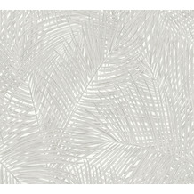 AS Création Vliestapete Sumatra Tapete mit Palmenblättern grau weiß 373713 10,05 m x 0,53 m