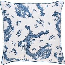 BARBARA Home Collection Kissenhülle Dragon blau - weiß 50 x 50 cm