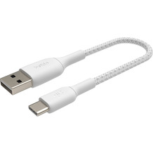 Belkin USB-C/USB-A Kabel ummantelt, 15cm, weiß