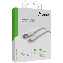 Belkin USB-C/USB-A Kabel ummantelt, 1m, weiß