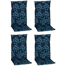 BEO 4er Set Auflage Bunde M134 Blume hell-blau für Hochlehner-Stühle