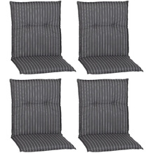 BEO 4er Set Gartenmöbelauflage Belm M050 graues Polster mit weißen Streifen für Niedriglehner-Stühle