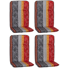 BEO Paspelauflage im 4er Set Hochlehner grau, rot, gelb mit Ranke - Elmira für Hochlehner-Stühle