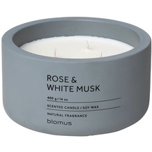blomus Duftkerze -FRAGA- Farbe: FlintStone - Duft: Rose & White Musk Ø 13 cm