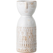 Bloomingville Embla Vase, Weiß, Steingut D6xH14,5 cm