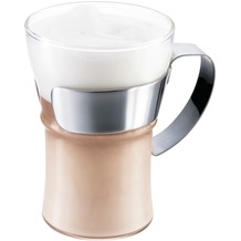 Bodum ASSAM 2 Stück Kaffeeglas mit Metallgriff 0,35 l glänzend