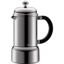 Bodum CHAMBORD Espressokocher, manuell, 3 Tassen, 0.18 l, Edelstahl verchromt
