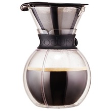 Bodum POUR OVER Doppelwandiger Kaffeebereiter mit Permanentfilter, kurze Tülle, 1.0 l schwarz