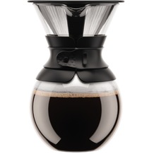 Bodum POUR OVER Kaffeebereiter mit Permanentfilter, kurze Tülle, 1.0 l, 34 oz schwarz