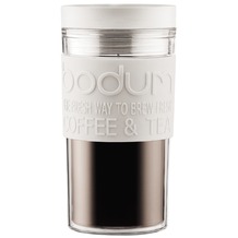 Bodum TRAVEL MUG Travel Mug, Kunststoff, 0.35 l cremefarben, flacher Deckel