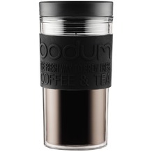 Bodum TRAVEL MUG Travel Mug, Kunststoff, 0.35 l schwarz, flacher Deckel