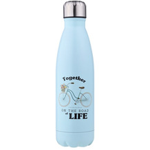 champ Isolierflasche Together on the Road of Life 500ml blau Trinkflasche Wasserflasche Iso-Flasche Fahrrad