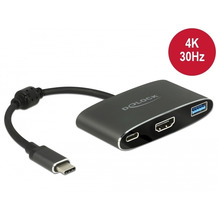 DeLock Adapter USB Type-C™ Stecker>HDMI Buchse 4K 30 Hz+USB Typ-A+USB Type-C™ PD