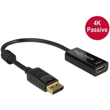 DeLock Adapterkabel DisplayPort 1.2 Stecker &gt; HDMI Buchse, schwarz, schmal