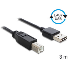 DeLock Kabel EASY-USB 2.0 Typ-A Stecker > USB 2.0 Typ-B Stecker 3 m schwarz