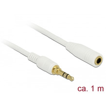 DeLock Kabel Klinke 3 Pin Verlängerung 3,5 mm Stecker > Buchse 1,0 m weiß