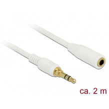 DeLock Kabel Klinke 3 Pin Verlängerung 3,5 mm Stecker > Buchse 2,0 m weiß