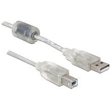 DeLock Kabel USB 2.0 A Stecker > USB 2.0 B Stecker 0,5 m durchsichtig