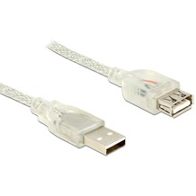 DeLock Kabel USB 2.0 Verlängerung 3,0 m transparent