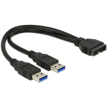 DeLock Kabel USB 3.0 Pfostenstecker > 2 x USB 3.0-A St 25cm