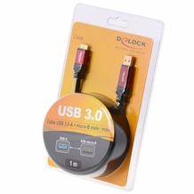 DeLock Kabel USB 3.0 rot Premium A > micro-B 1.0 m