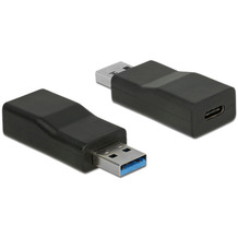 DeLock Konverter USB 3.1 Gen 2 Typ-A Stecker > USB Type-C Buchse Aktiv schwarz