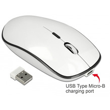 DeLock Maus USB Type-C optisch 3-Tasten 2,4 GHz wireless weiß