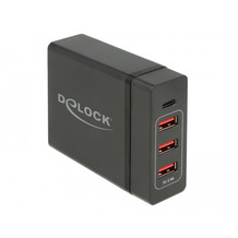 DeLock Netzteil extern USB Type-C™ PD3.0 + 3x USB A Buchse 60W+12W schwarz