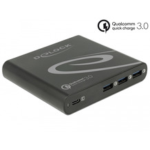 DeLock Netzteil extern USB Type-C™ PD + 3x USB A Quickcharge3.0 85W schwarz